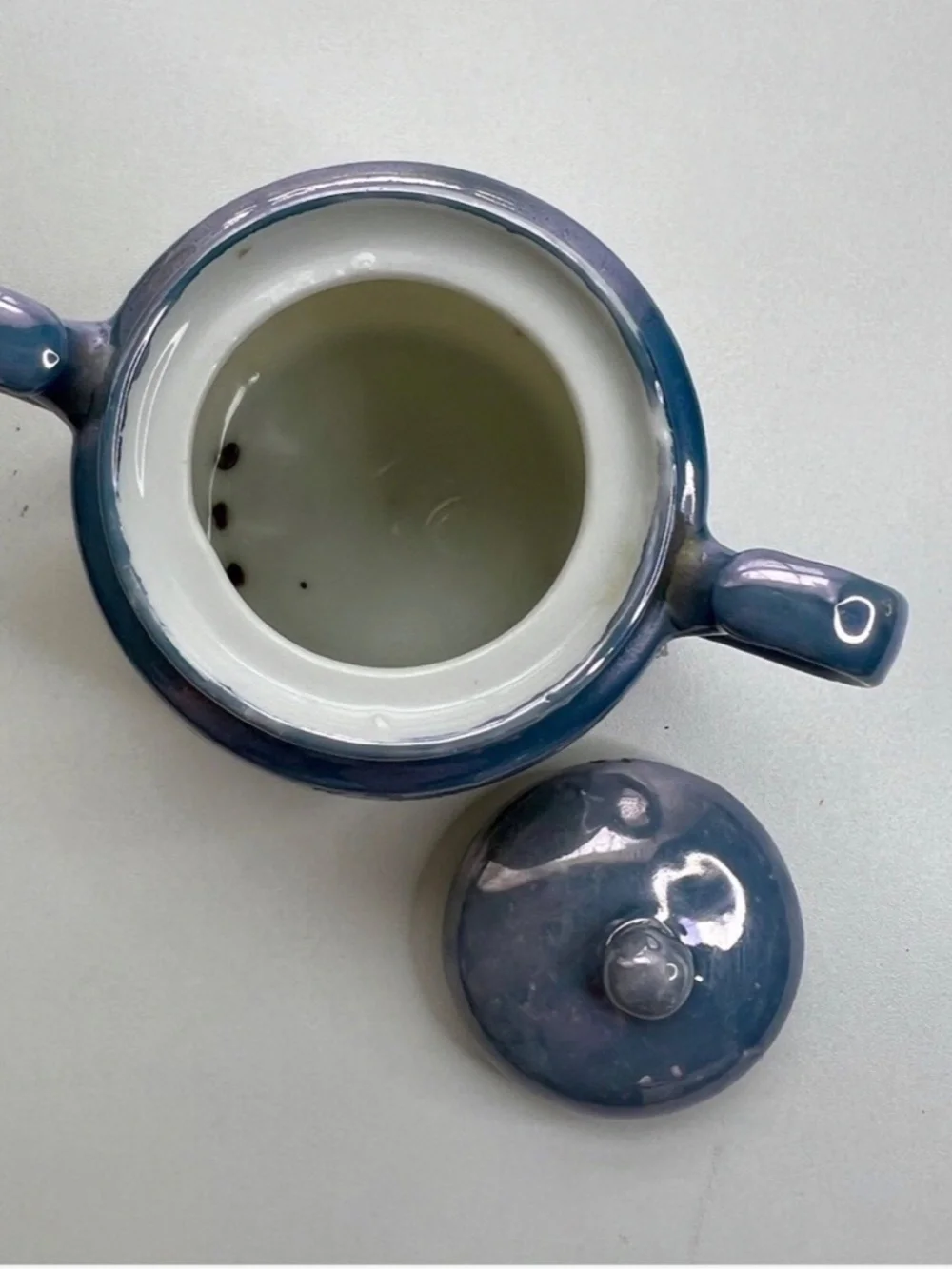 Antique Hand Painted Art Deco Lusterware Sugar Bowl With Lid Japan 4